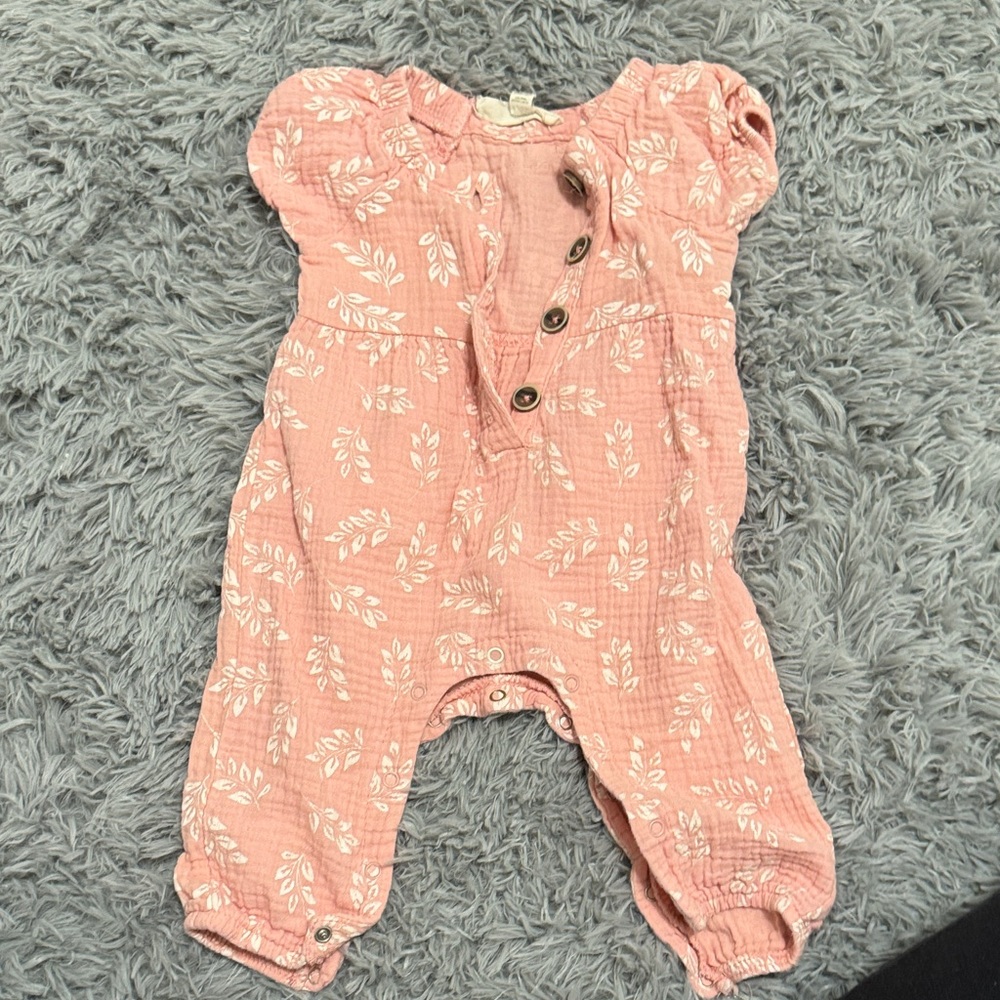 Jessica Simpson Blush Leaf Print Romper